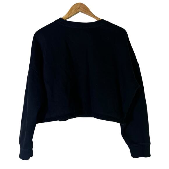 Calvin Klein Performance Crop Tight Knit Sweatshirt Womens XL Black Athleisure - Picture 5 of 7